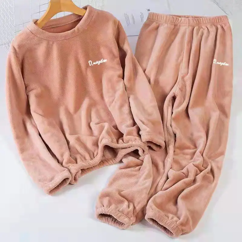 2023 New coral velvet warm pants suit for men and women in winter warm plush loose housewear pajamas sportswear room underwear