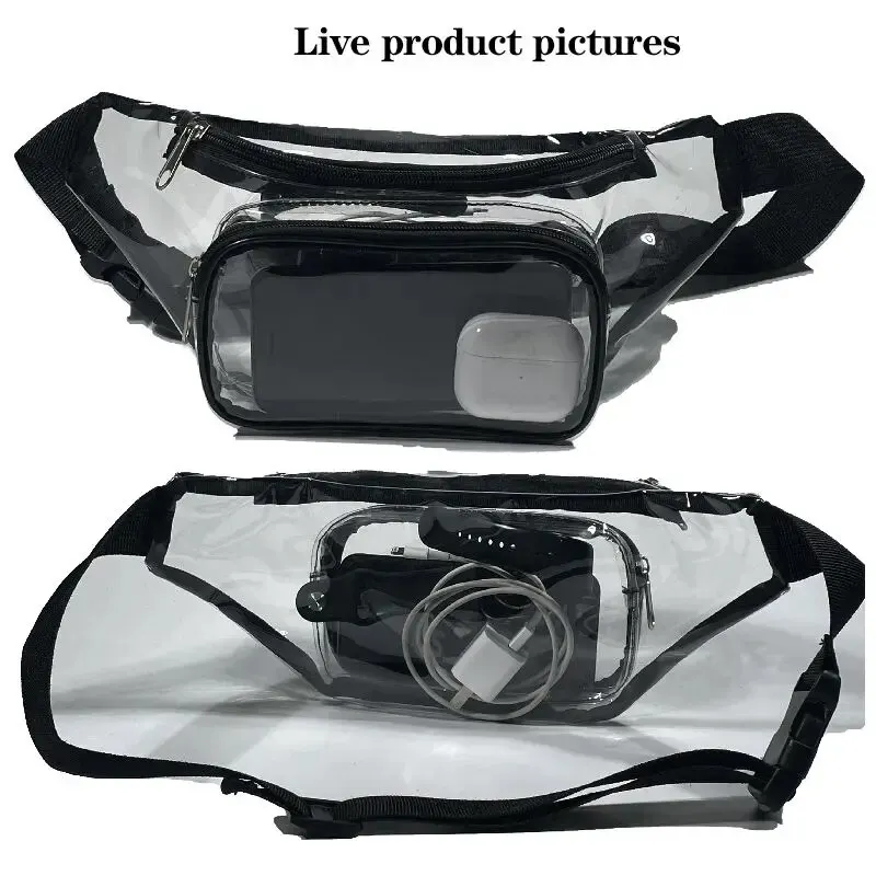 Transparent Waistpack Sports Ground Approved Waterproof Waistpack Adjustable Waistpack Sports, Travel, Beach, Event, Concert Bag