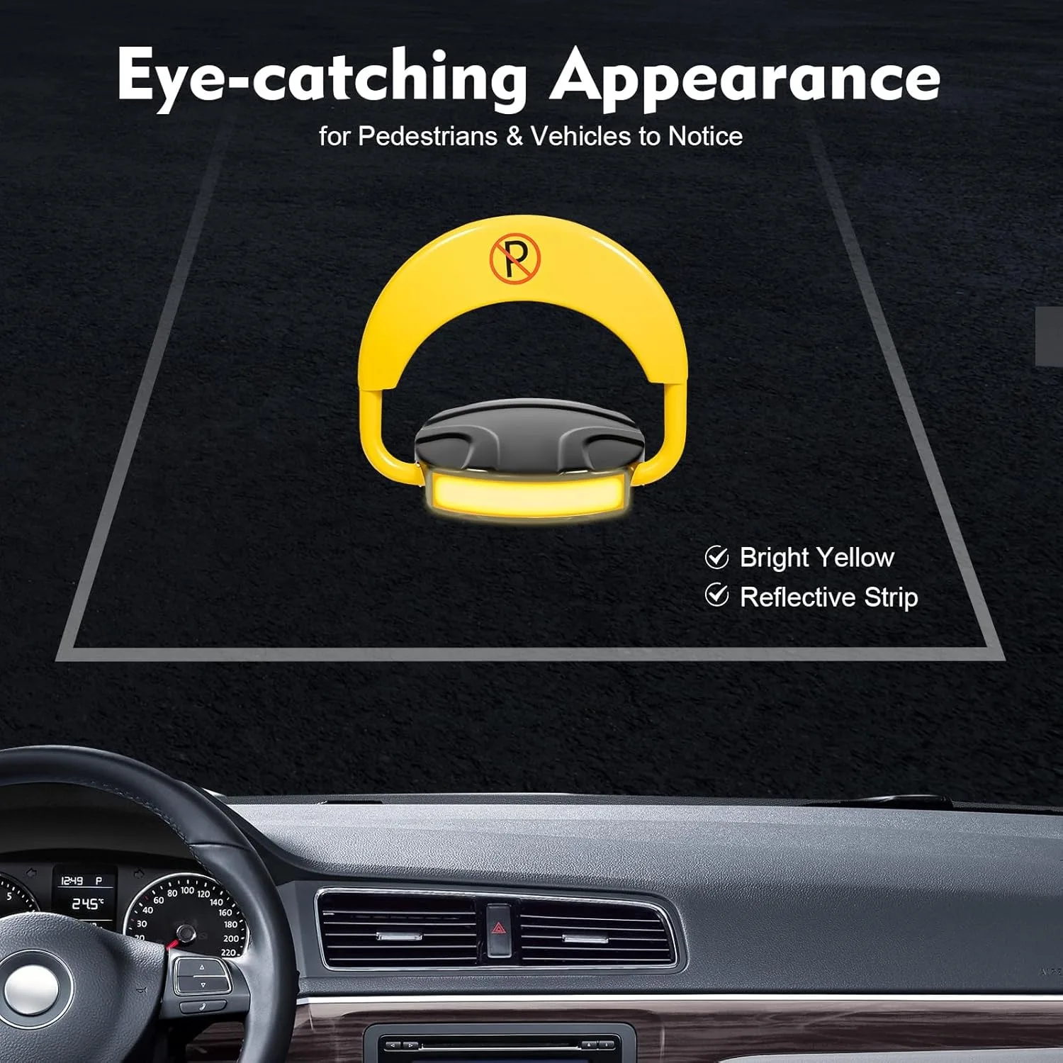 قفل ركن السيارة الأوتوماتيكي للتحكم عن بعد، حاجز وقوف السيارات قابل للطي بطول 65.6 أقدام، مزلاج خاص لوقوف السيارات مع شريط عاكس