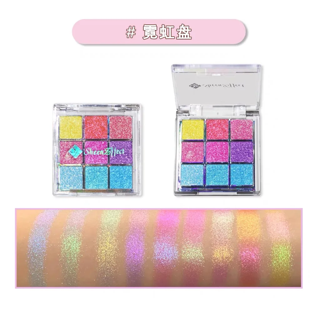 Sheeneffect 9 Color Eyeshadow Plate Chameleon Delicate And Shimmer Eyeshadow Chrome High End makeup Cosmetics