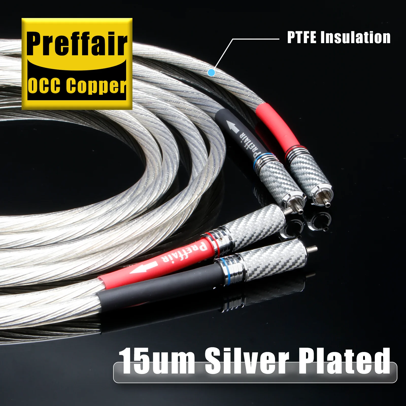 

Пара кабелей RCA OCC-проводник, посеребренный соединительный аудиокабель RCA с предустановленным родиевым покрытием, самоблокирующиеся вилки RCA