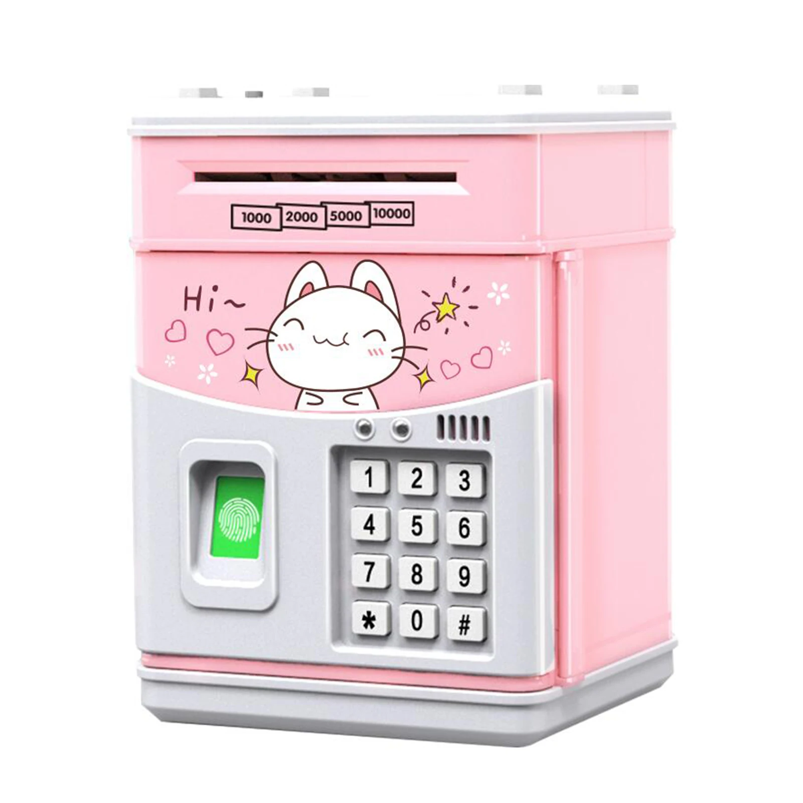 Electronic Piggy Bank MINI ATM Saving Box  Password Simulated Fingerprint Money Bank for Cash Coins Auto Scroll Paper Kids Gift