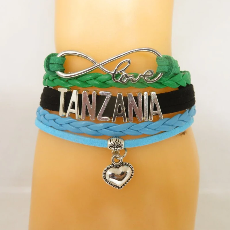 Fashion Tanzania Bracelet Charm Tanzania Men Leather Wrap Bangles Women Girl Anniversary