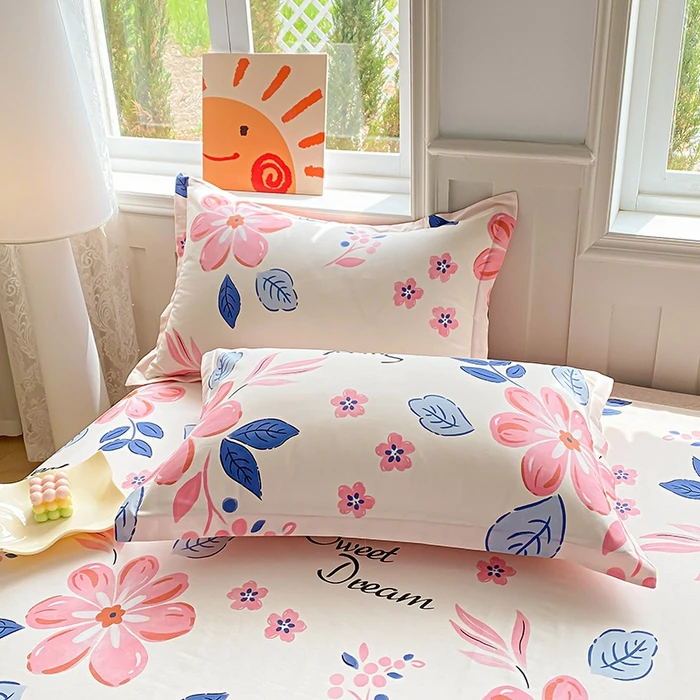 High Thread Count Dense Active Printing Pure Cotton Pillowcase Soft Breathable Skin Friendly Home Hotel Bedding Cover Sleeping