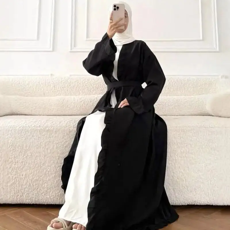 

Eid Open Abaya Dubai Kimono Cardigan Islam Jalabiya Femme Musulmane Turkey Kaftan Women Muslim Dress Caftan Kebaya Vestidos Gown