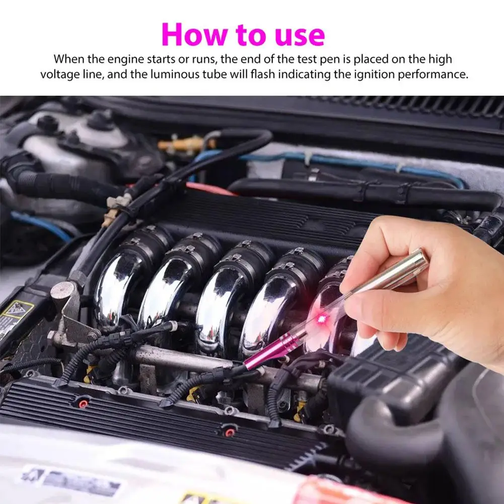 Car Spark Tester Coil Ignition System Diagnostic Tool Portable Plastic Auto Ignition Check Pen Light Clip Plug Indicator