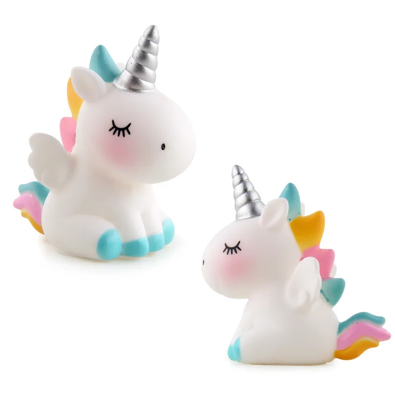 Light-up Unicorn Ornament Lights Fun Cartoon Rocking Pegasus Rainbow Horse Desktop Decorative Ornament With Base Kids Toy Gift