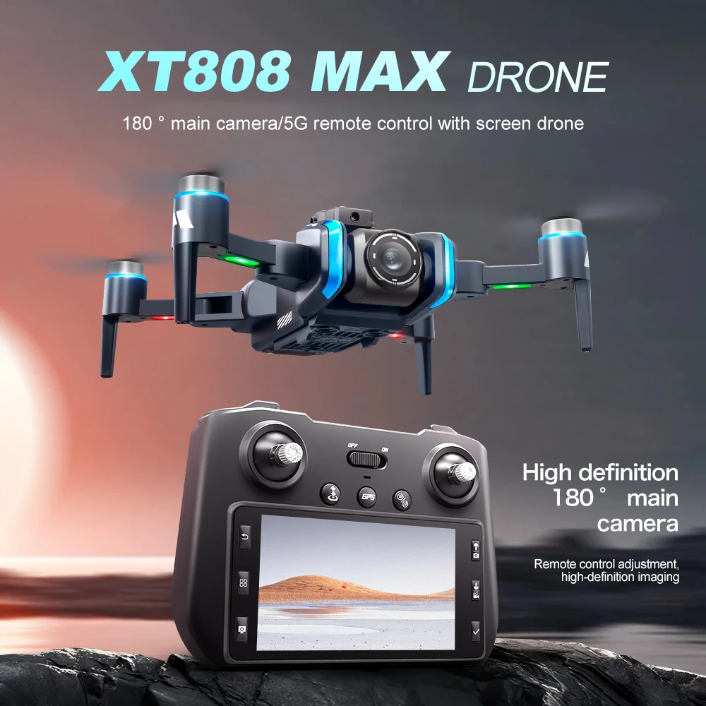 2025 nuevo drone XT808 pantalla aérea control remoto cuadricóptero GPS retorno sin escobillas evitación de obstáculos drone