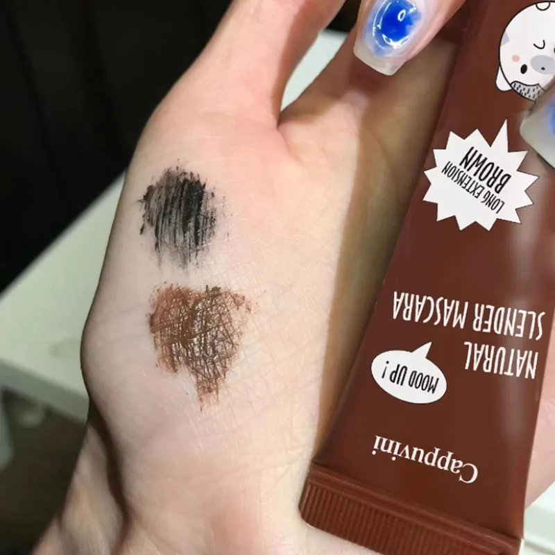 카푸비니 두껍고 날씬한 마스카라, 오래 지속되는 컬링, 방수 및 얼룩 방지 속눈썹, 아이 메이크업 마스카라