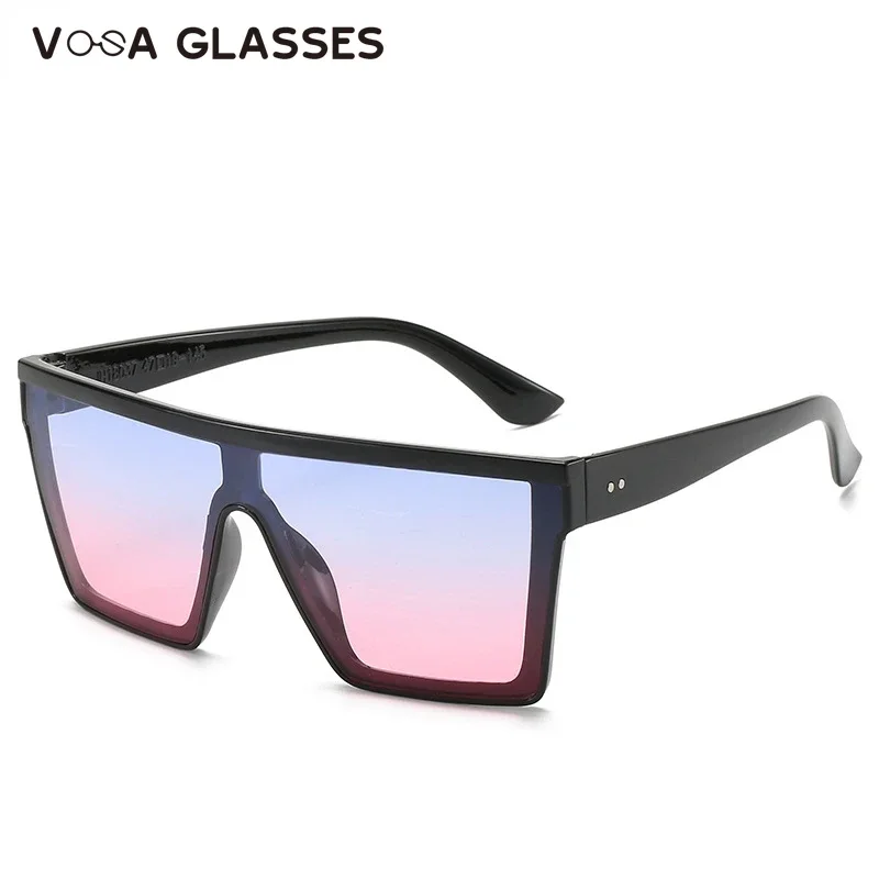 NEW 8 colors Flat Top Sunglasses Men Women Brand Designer Square Shades Gradient Sun Glasses Men Cool One Piece UV400 Mirror