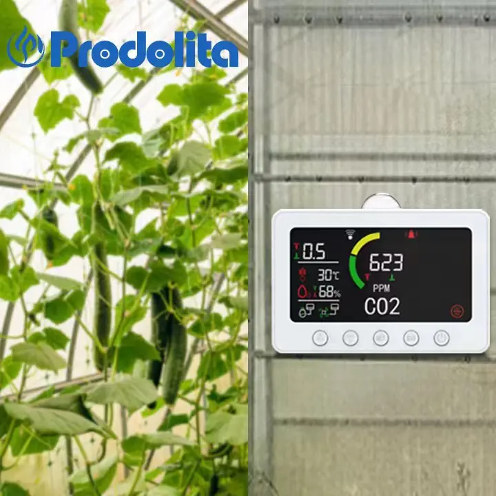 Qualidade do ar CO2 Medidor Temperatura Umidade Sensor Smart Plug Painel de controle Crescer Tenda Desumidificador Co2 Controlador para Estufa