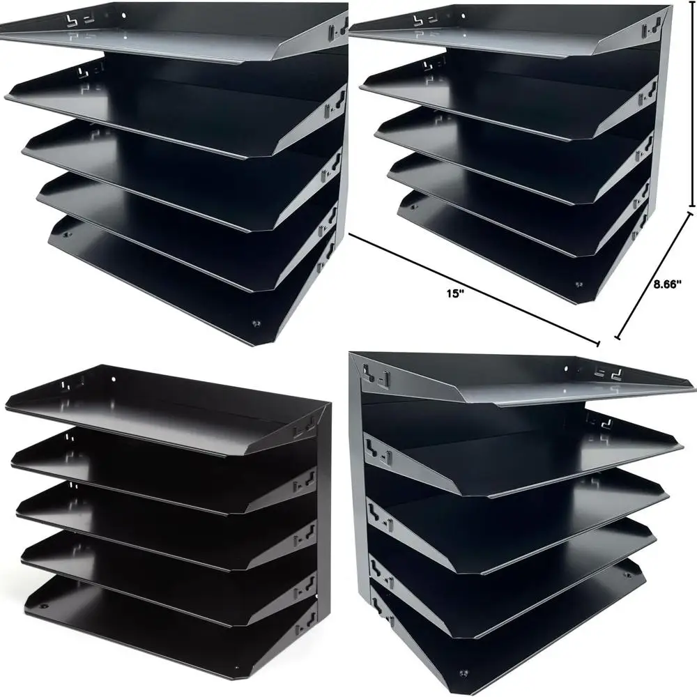 

Легальный органайзер для файлов с 5 слотами, горизонтальный стальной лоток для хранения писем, коммерческий класс, черный