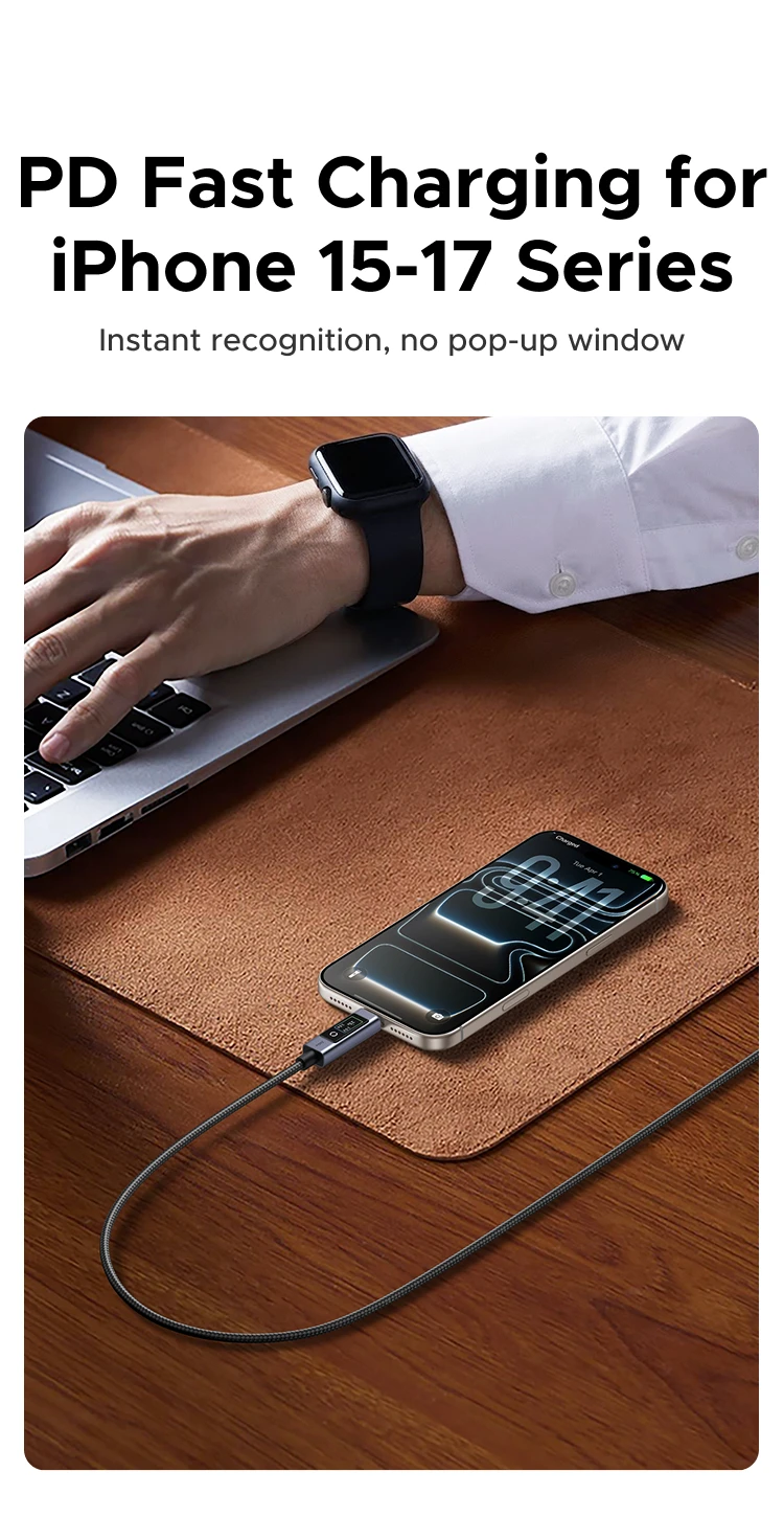 UGREEN PD240W USB-C to USB-C Cable with TFT Smart Display Nylon braided Aluminum 480Mbps for iPhone MacBook Galaxy Pixel XPS