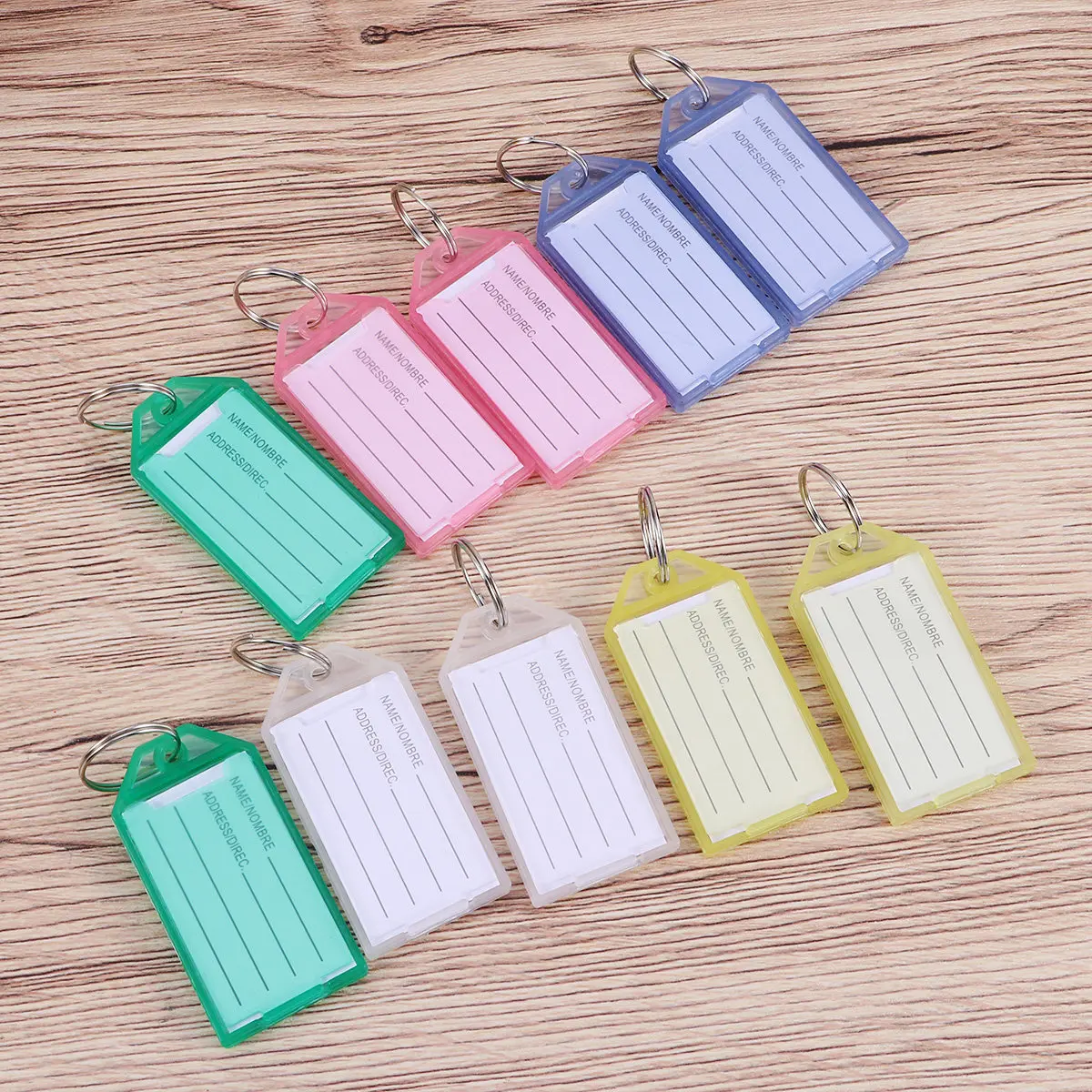 100Pcs Color Coded Plastic Key Id Tags with Ring White Insert Rack Slots for Hotels Landlords Agents Luggage USB