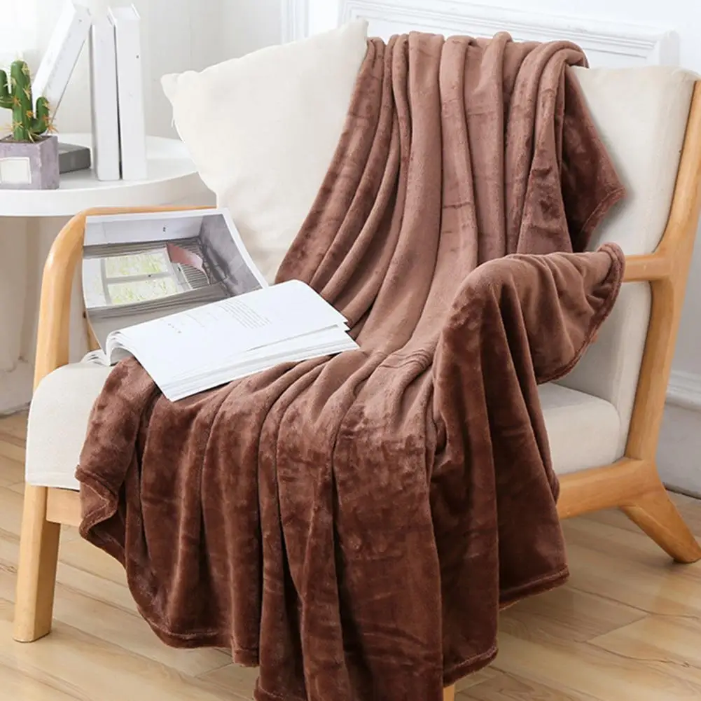 Cozy Coral Flannel Blanket Energy-efficient Temperature Control Solid Colour Ultimate Comfortable Touch Blanket