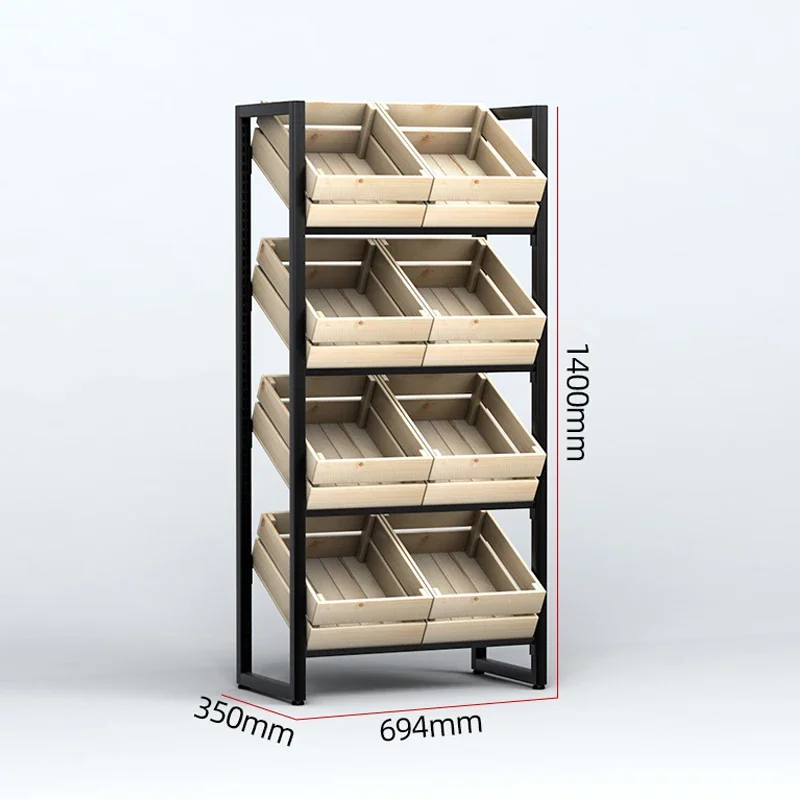 Solid wood loose scale snack shelves, small snack display shelves, fruit shelves, convenience store shelves
