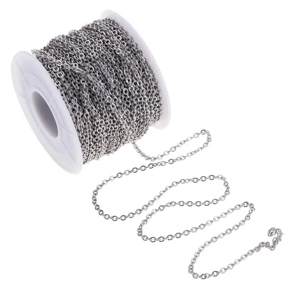 2X 13yd 2mm Stainless Steel Chain Beading Crafts Necklace Bracelet Keychain