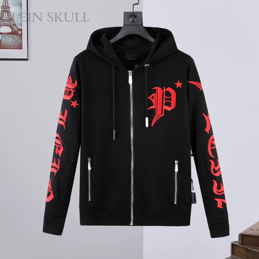 

PLEIN SKULL 2025 Новый мужской спортивный кардиган с капюшоном, модная весенне-осенняя повседневная куртка унисекс с длинными рукавами в стиле панк