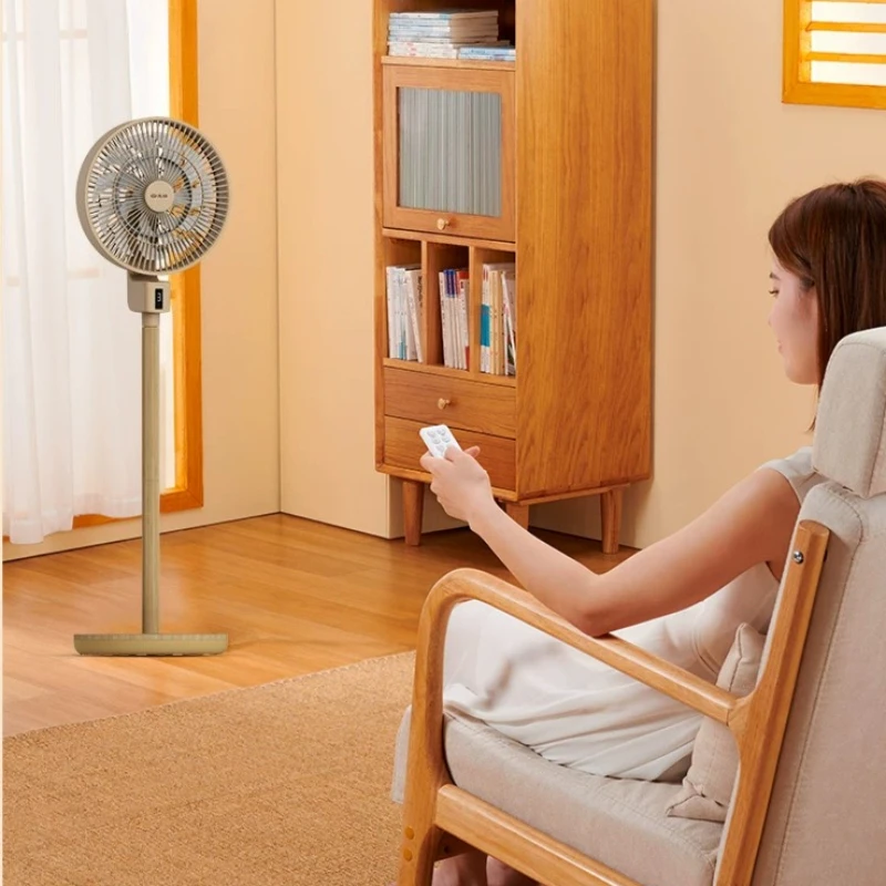 High Quality Floor Fan Air Circulation Fan Retro Wood Grain Electric Fan with Remote Control 6-gear Wind Timer Portable Fans
