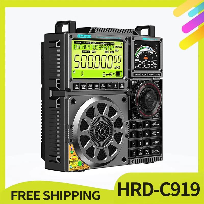 Hanrongda Hrd-C919 Radio Fm All-Band Fm Radio Two Ips Screen With Card Aux In Plays Bluetooth Radio Receiver Large Battery App