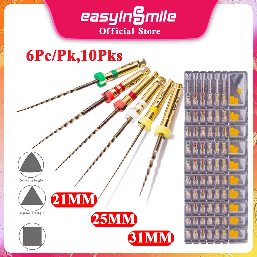 Easyinsmile Endodontic Dental Endo Rotary File NITI Files X3-Pro Gold Taper Root Canal 21/25/31M 10Packs