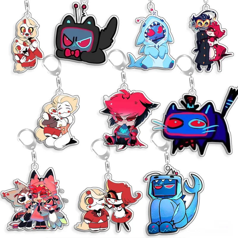 5cm Hazbin Hotel Valentino Charlie AlastorVox Acrylic Selfmade Keychain Cute Backpack Pendant Key Chain Game Fans Gift Ornaments