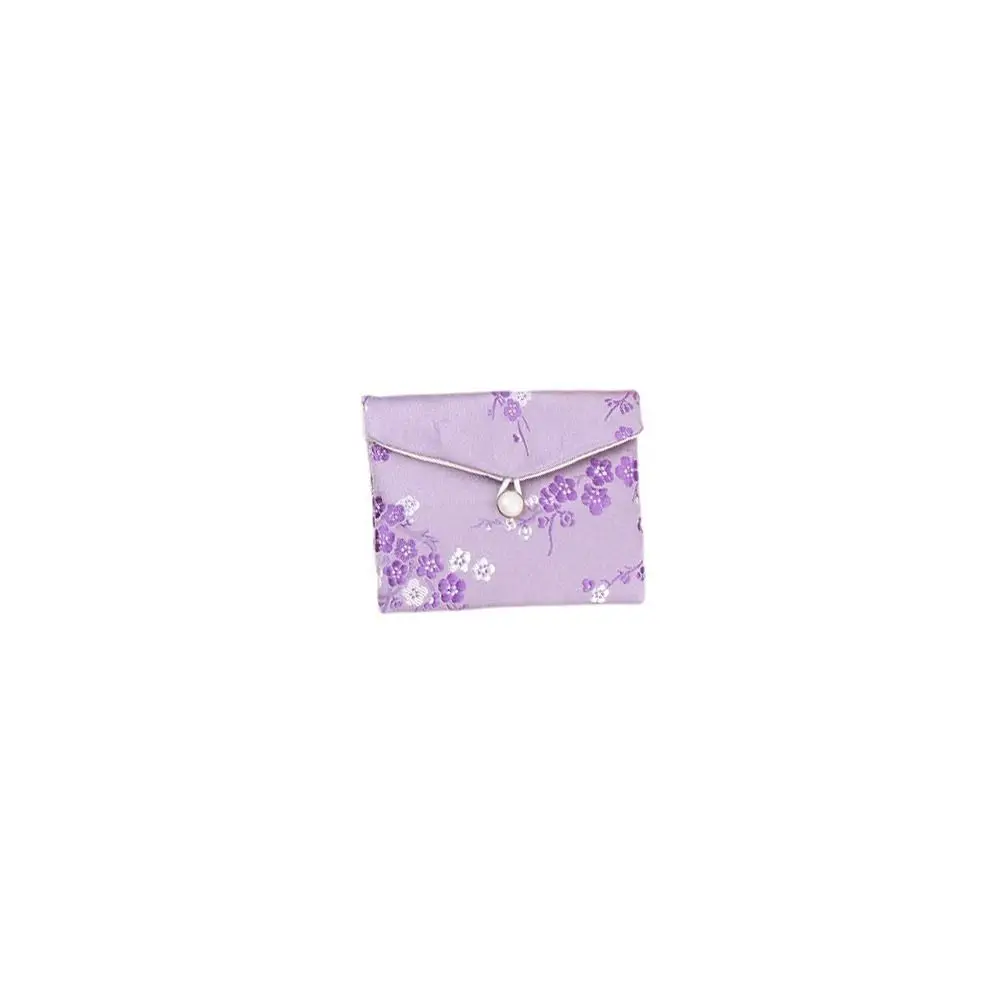 

Antique Satin Jewelery Bag Embroidered Floral Wallet Bracelace Bag Buckle Jewelery Storage Bag Birthday