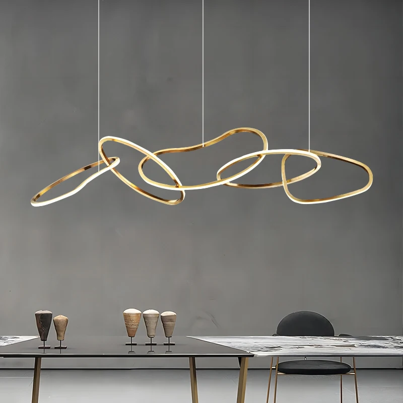 Minimalist creativity Chain Light-emitting diode Chandeliers remote ctrl Dimmable Ceiling, Suitable for Living room Round table