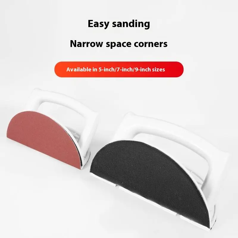 1 Set Plastic Corner Sander Ergonomic Handheld Tool For Woodworking DIY Projects Self Adhesive Half Circle Sanding Pad Holder