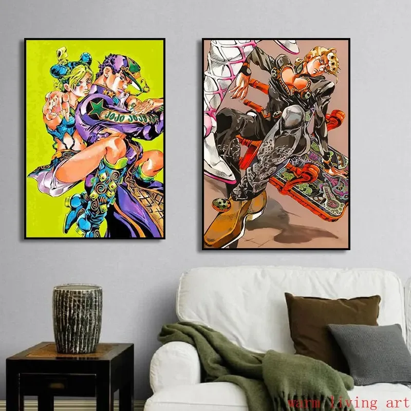 Classic Anime Poster JoJo\'s Bizarre Adventure JOJO Poster Illustration Wall Art Room Canvas Painting Print Gift home Decoration