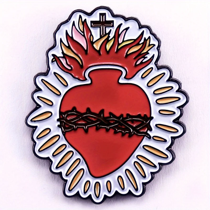 Sacred Heart Brooch Badge Brooch Clothing Hat Backpack Decoration