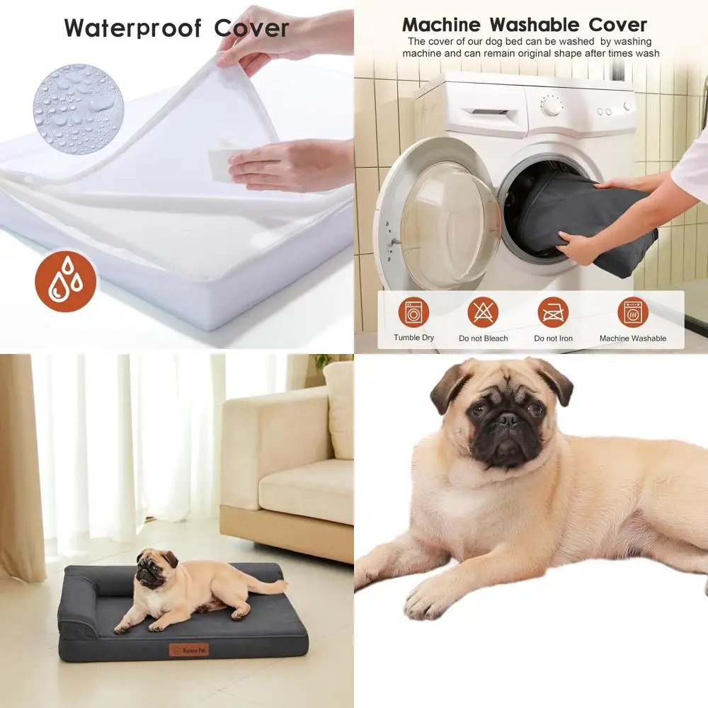 

Medium Orthopedic Memory Foam Dog Bed, Washable Cover, Waterproof, Non-Skid, 30x20x6, Dark Grey