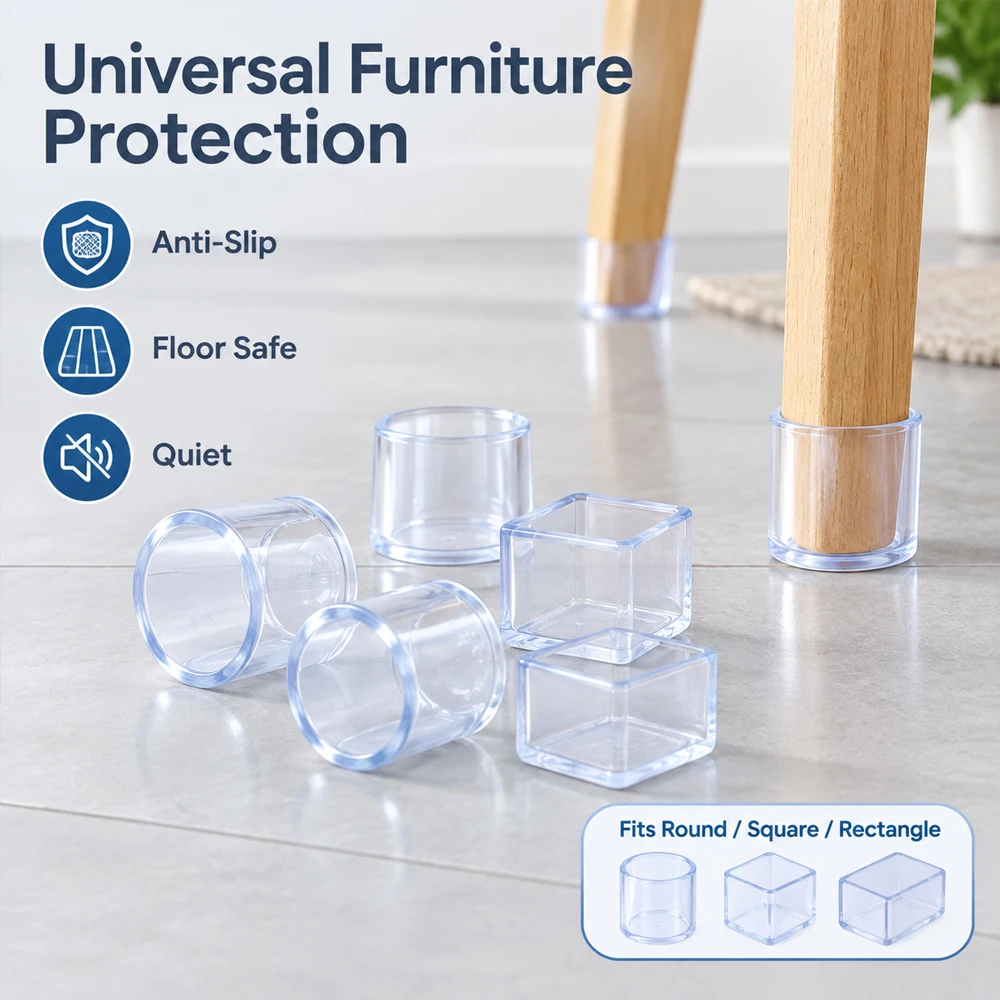 4-12Pcs Screw on Car Leveling Feet Caps Chair Legs Furniture Pads Rubber Round Square Floor Protector Covers Pipe Plug Table