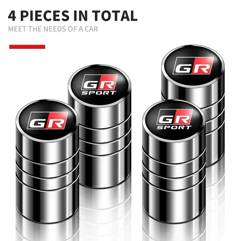 4Pcs/set Car Logo Tire Valve Stems Cap For Toyota GR GAZOO RACING Toyota Yaris Hilux Corolla Prius Auto Exterior Accessories