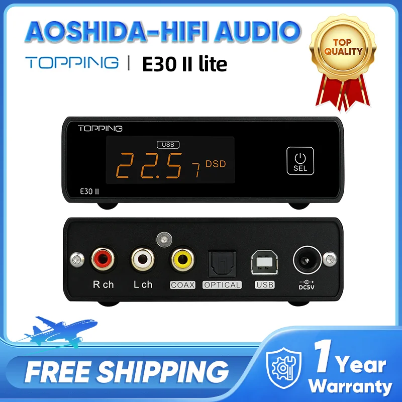 

TOPPING E30 II lite Decoder AK4493S DAC USB Hi-Res Audio DSD512 768k XMOS XU208 Touch Operation with Remote Control Preamp DAC