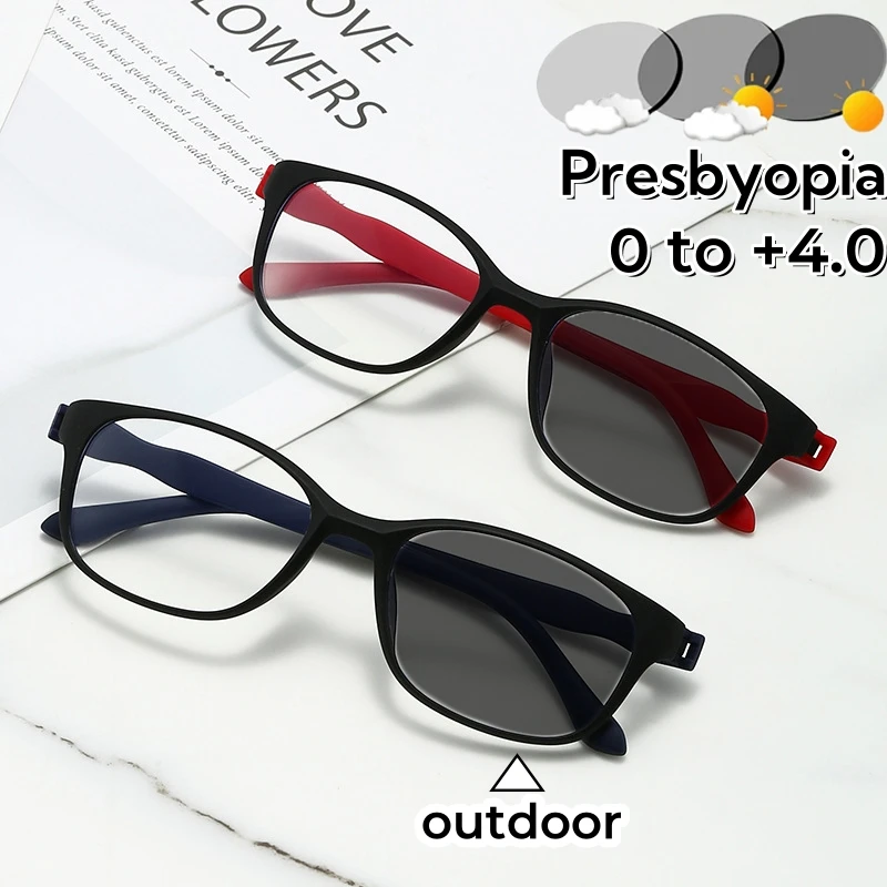 High-definition Indoor and Outdoor Presbyopia Glasses Fashion Photochromic Reading Glasses Middle-aged Anti Blue Light Glasses