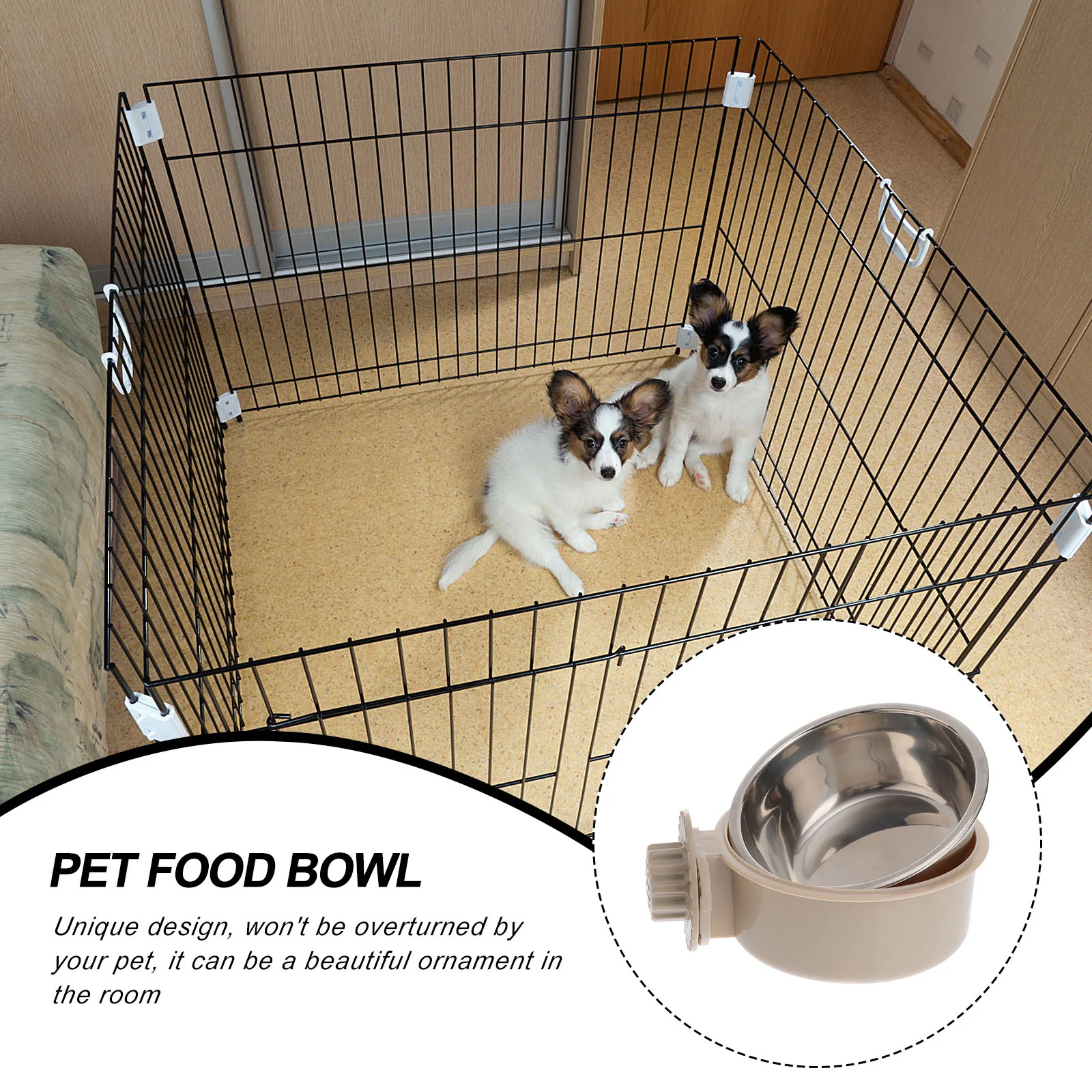 Stainless Steel Pet Feeder Hanging Food Feeding Bowl Pet Supplies for Dog Cat (Grey, Size L) pet bowl