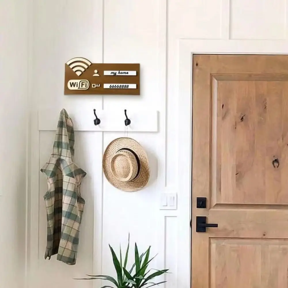 Wooden WiFi Password Sign Rewritable Wall Mounted Wireless Network Indicator Plaque Handwriting Multi-Purpose Use WiFi Indicator