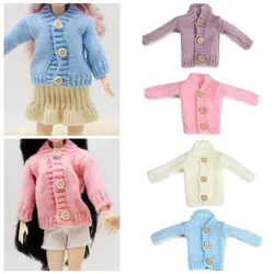 Doll Multicolored Mini Knitted Sweater Fur Coat Doll Accessories Tops Casual Dress Dressing Clothes for 1/6 Dolls Kids Gift Toys