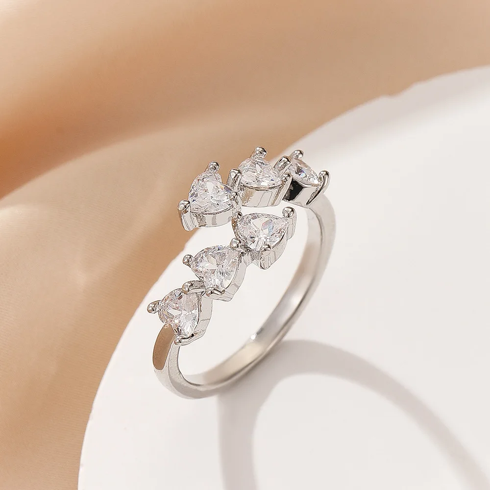 حلقات الكفة الماسية للنساء مرصعة بالزركونيا والنحاس قابلة للتعديل #6