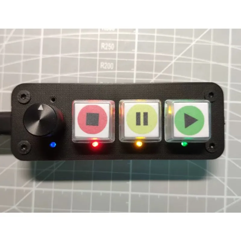 Plug & Play QLab MIDI Control Pad 3 Keys With Rotary Knob Theater Audio Cue Controller For Live Performance