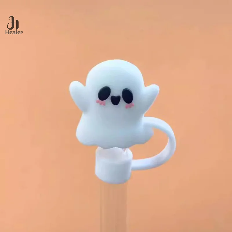 Cartoon Pumpkin Ghost coperchi di paglia in Silicone per tazza tappo antipolvere per bere punte di paglia copertura accessori per tazze per feste di Halloween