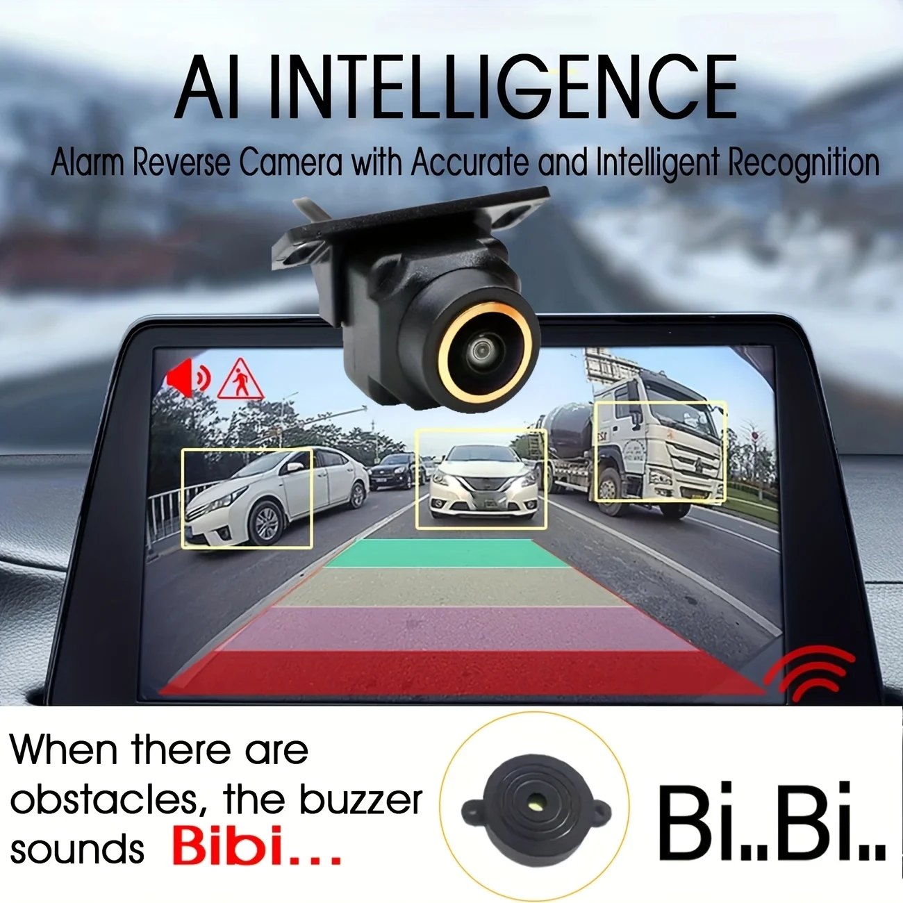 1080P AHD AI Smart Car Camera - Intelligent Tracking Parking Assistance, Universal Fit for Cars, Trucks & SUVs- ADAS Audio Alarm