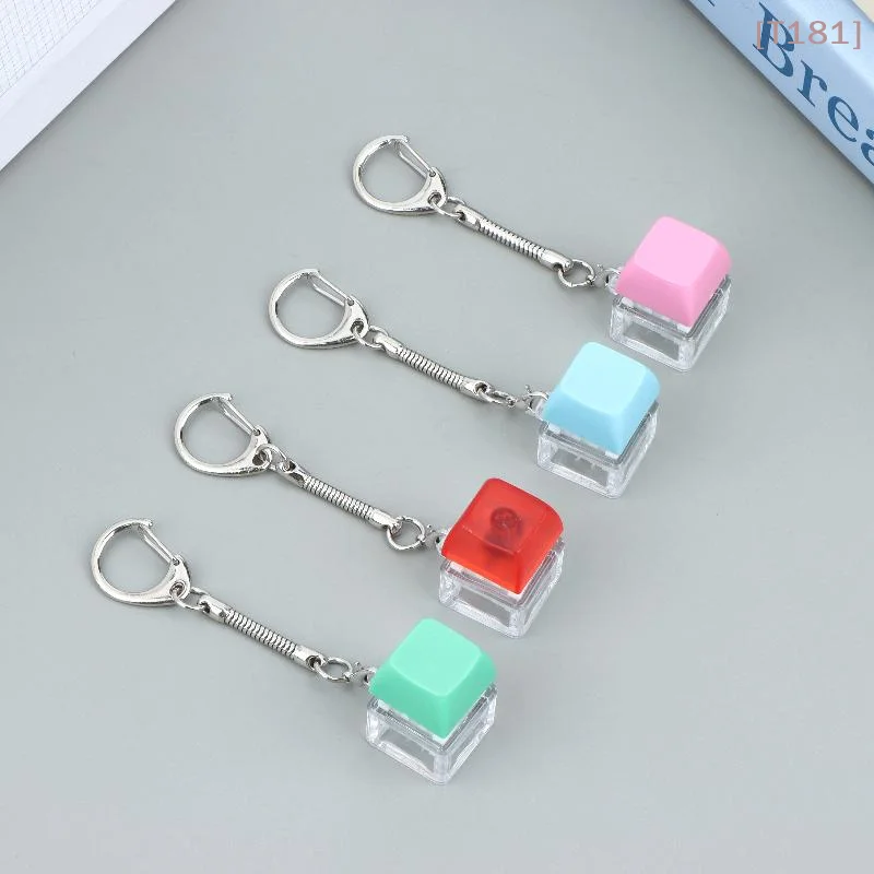 Mini Mechanical Keyboard Fidget Keychain Stress Relief Clicker Toy Portable Finger Press Sensory Toy Keyring Bag Pendant Decor