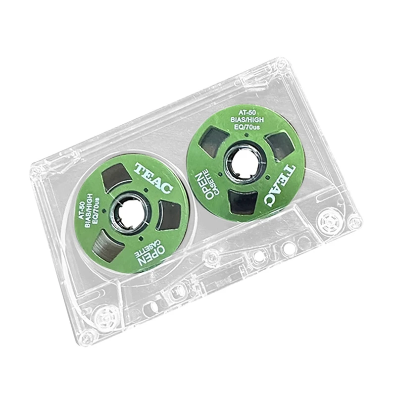 Double-Sided Color Housing Empty Tape Metal Mini Can Record 55 Minutes Empty Tape Blank Cassette Tape, Easy Install Green