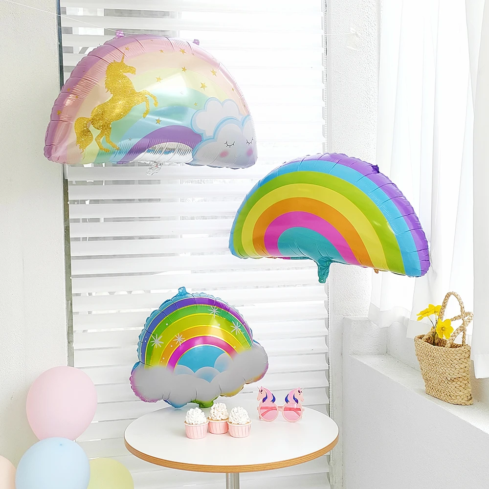 Large Rainbow Unicorn Helium Balloons 40inch Number Foil Balloons Unicorn Theme Birthday Girl Boy Party Decoration Baby Shower