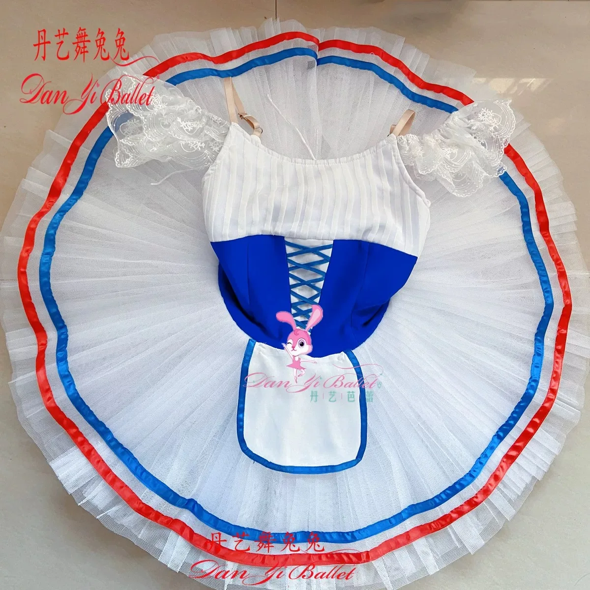 Danyi adult children's ballet costume tutu dress dance suit blue and white Paris Flame Competition