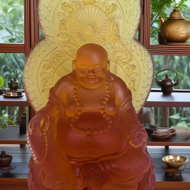 Resin Large Laughing Buddha sculptures statue Chinese Buddhist figures Home Living Room Office Wealth Luck Feng Shui Decor view 5