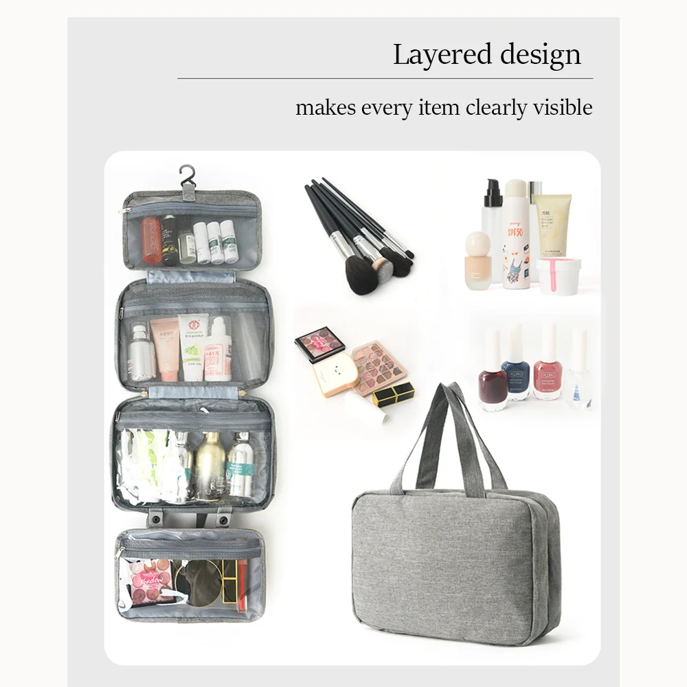 حقيبة مستحضرات التجميل متعددة الوظائف 4 أضعاف مقاومة للماء الجاف الرطب فصل المحمولة للسفر مستحضرات التجميل فرش أدوات الزينة #1