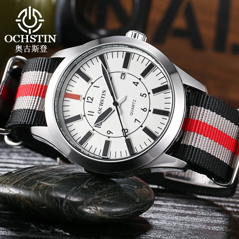 OCHSTIN New Woven Nylon Strap Watches Men Quartz Movement Watch Man Waterproof Fashion Luxury Clock Male Calendar Business Watch